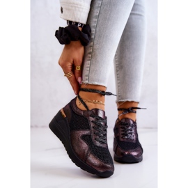 Nahkaiset Wedge-lenkkarit verkkokankaalla S.Barski Musta 1