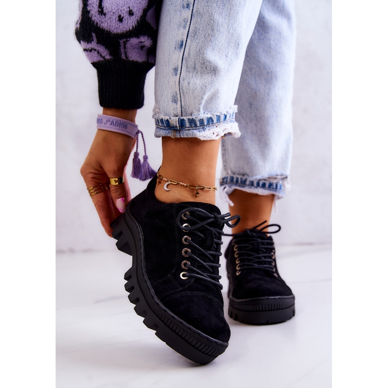 S.Barski Naisten mokkanahkakengät sidottu musta Mayson 1