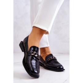 Vinceza Leather Loafers Loafers Mustalla Killen-ketjulla 2