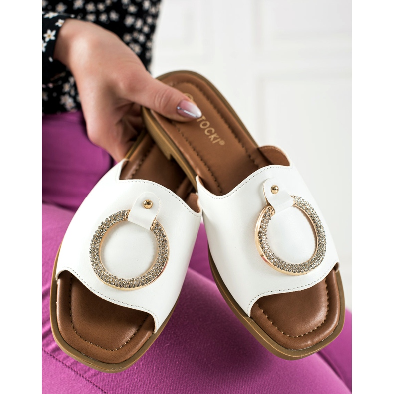 W. Potocki Valkoiset tossut Potocki-koristeella valkoinen 1