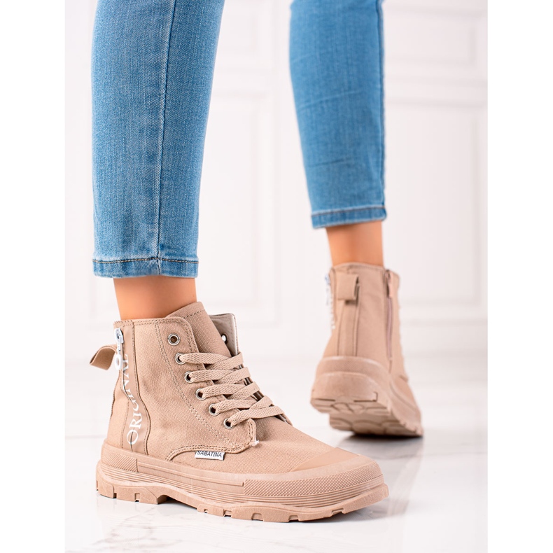 Sabatina Alkuperäiset korkeat lenkkarit beige ruskea 2