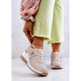 S.Barski Naisten nahkaiset urheilukengät Tennarit Beige Lissa 1