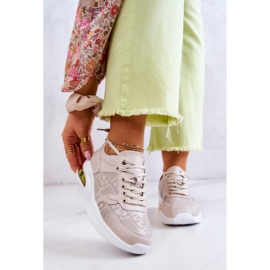 S.Barski Naisten nahkaiset lenkkarit beige Phiness 1