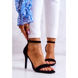 Vinceza Naisten sandaalit korkeakorkoisilla mokkanahkalla, musta Massimo 1