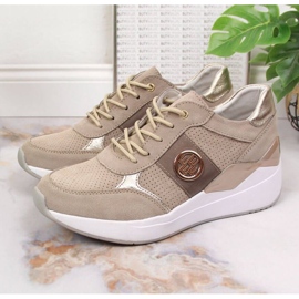 Nahkaiset lenkkarit kiilalla Filippo W PAW331A beige 2