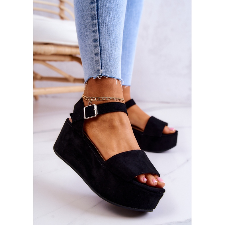 FW1 Mokkanahkasandaalit Black Stamford Platformilla musta 2