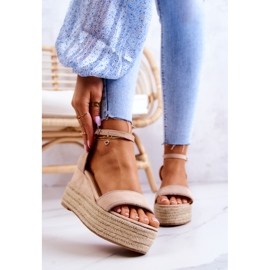 FW1 Naisten sandaalit kiilalla Cubic Zirkonia beige linette 1