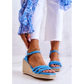 FJ1 Louisiana Blue Suede Wedge sandaalit sininen 1