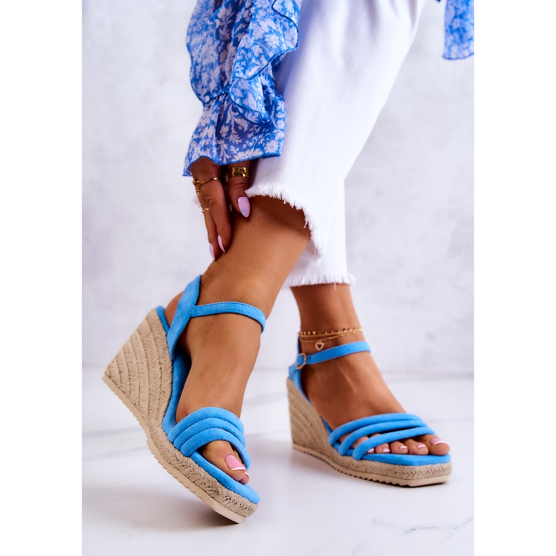 FJ1 Louisiana Blue Suede Wedge sandaalit sininen 2