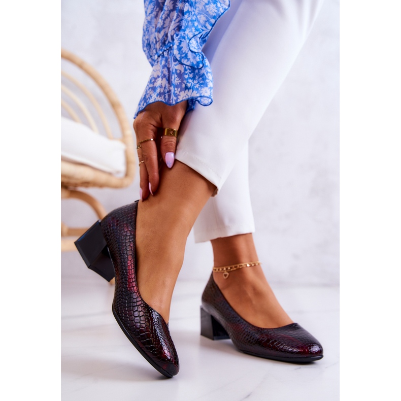 Sergio Leone Nahkaiset Snakeskin-pumput Burgundy Mesquite punainen 2