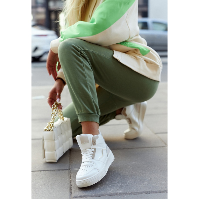 FG2 Naisten korkeat urheilukengät, valkoinen ja beige Megithoe 2