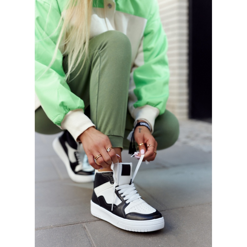 FG2 Naisten korkeat urheilukengät, valkoinen ja musta Megithoe 1