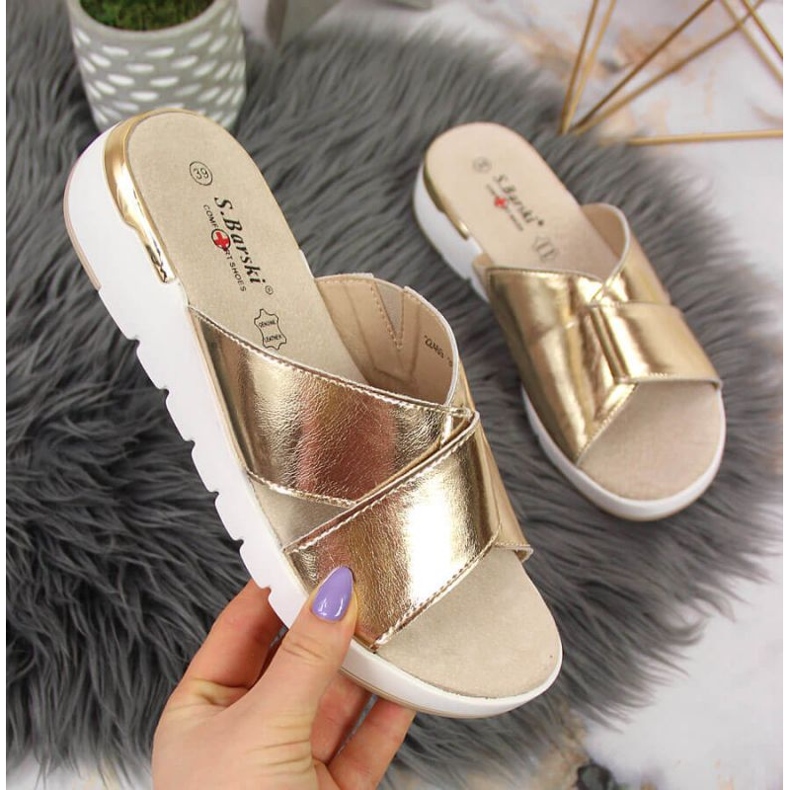 Lakatut nahkatossut S. Barski W OLI159B kultaiset kultainen 1