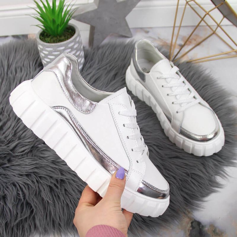 Nahkakengät S. Barski W OLI161 alustalla valkoiset valkoinen 1