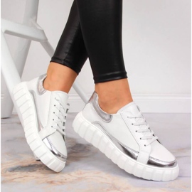 Nahkakengät S. Barski W OLI161 alustalla valkoiset valkoinen 2