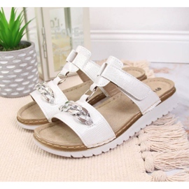 Tarranauhalliset varvastossut ketjulla kiiltävä Inblu W ARC11 valkoinen 2