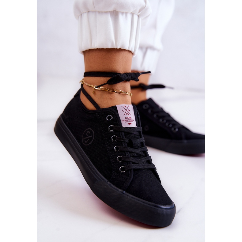 Naisten materiaalista lenkkarit Cross Jeans JJ2R4049C Musta 2