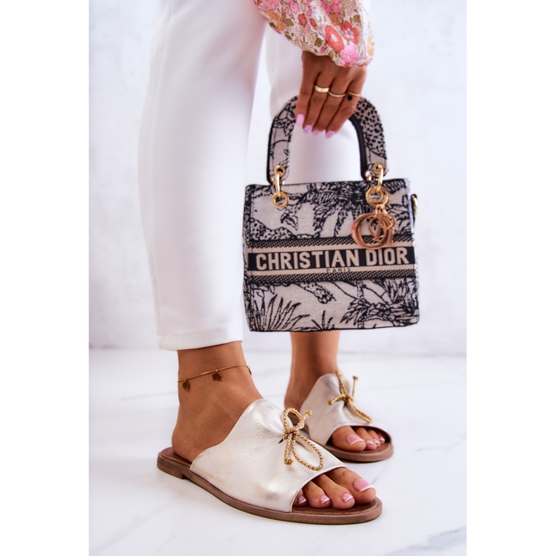 Naisten nahkatossut Nicole 2659/004 valkoinen ja kulta 2