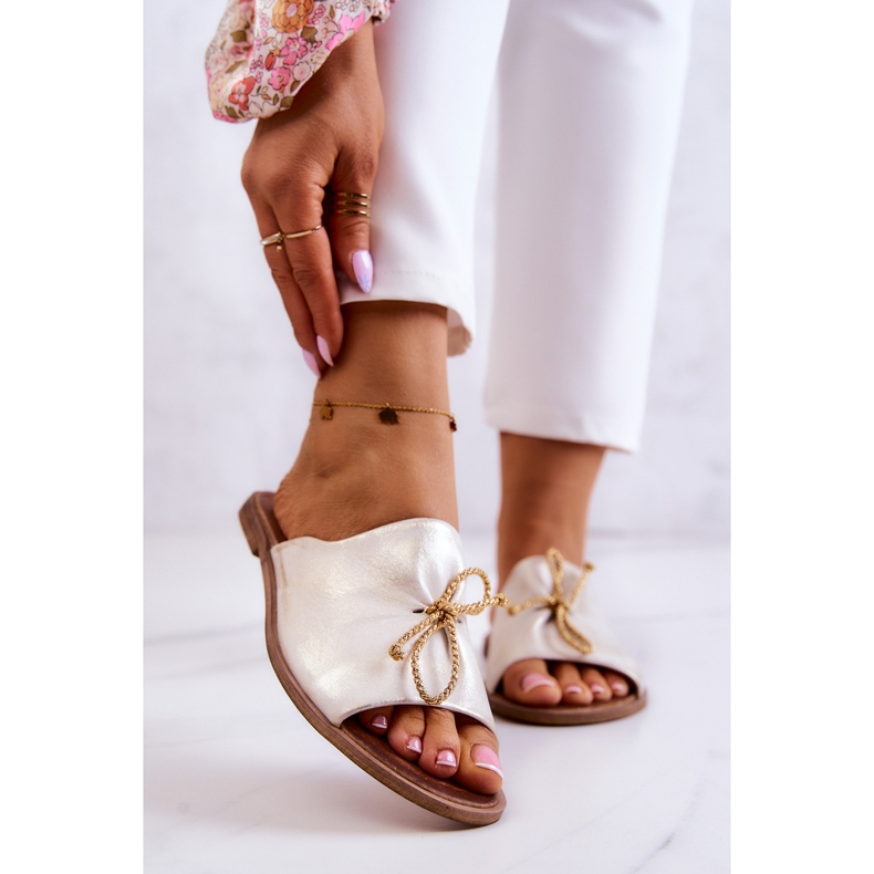 Naisten nahkatossut Nicole 2659/004 valkoinen ja kulta 1