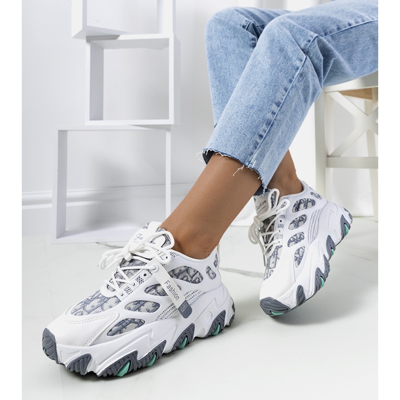 Naisten valkoiset lenkkarit Melseniltä valkoinen monivärinen 1