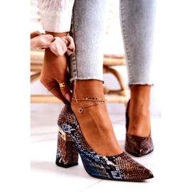 Lewski Shoes Nahkapumput Lewski Snake 3117 ruskea-sininen 1