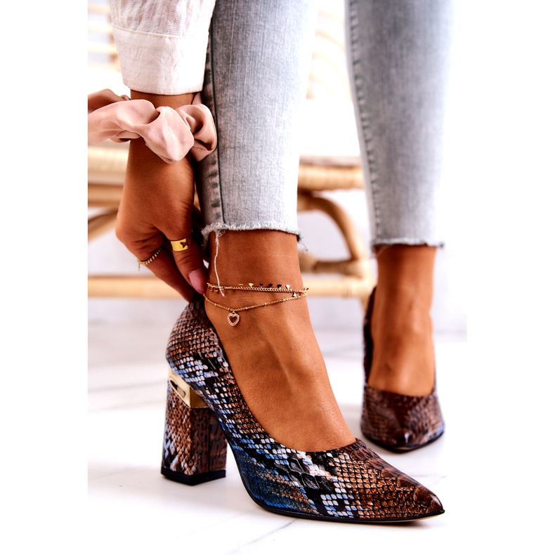 Lewski Shoes Nahkapumput Lewski Snake 3117 ruskea-sininen 1