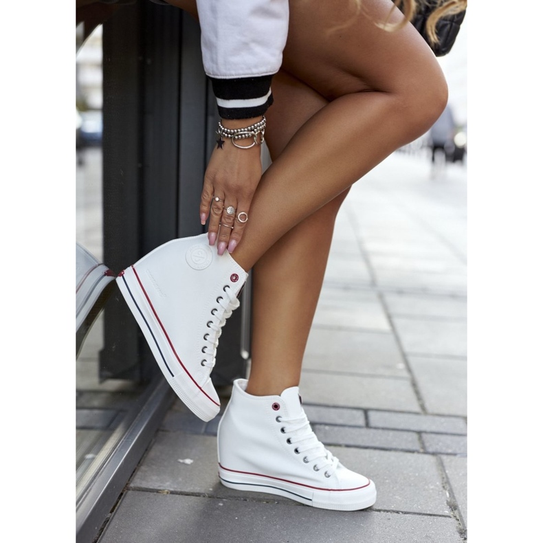 Nahkaiset tennarit Wedge Cross Jeans II2R4024 Valkoinen 2