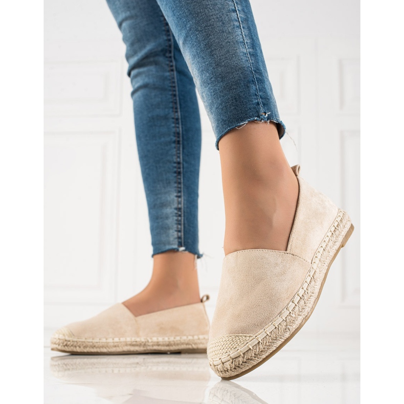 Bestelle Beige mokkanahkaiset espadrillit 1