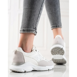 Renda Tyylikkäät lenkkarit beige valkoinen hopea 1