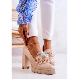 PA2 Tyylikkäät pumput, joissa koristelu Pelkkä beige Caterine 1