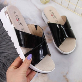 Kiiltonahkaiset tossut S. Barski W OLI159A musta 1