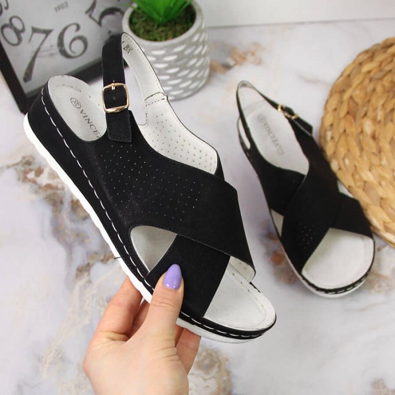 Black Wedge Sandaalit Vinceza W JAN106A musta 1