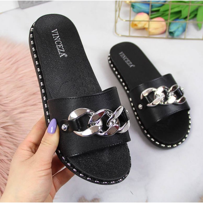 Mustat Vinceza W JAN111A tossut ketjulla 1