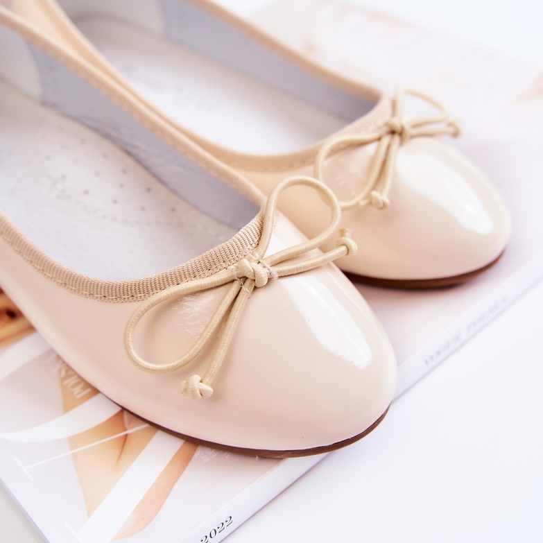 S.Barski Lakatut lasten ballerinat rusetilla Beige Cassie 2