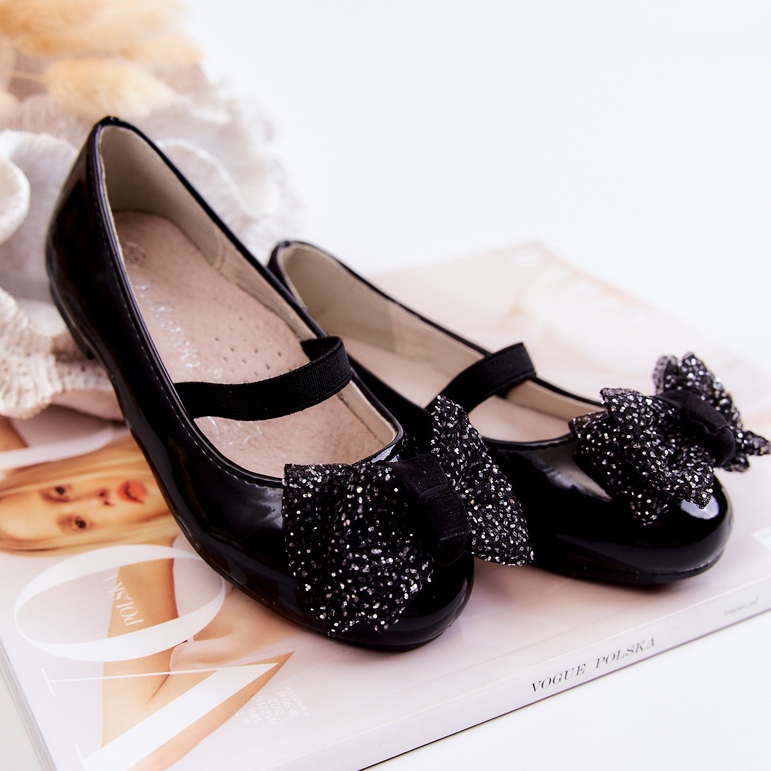 S.Barski Lasten lakatut ballerinat rusetilla Black Zolly musta 2