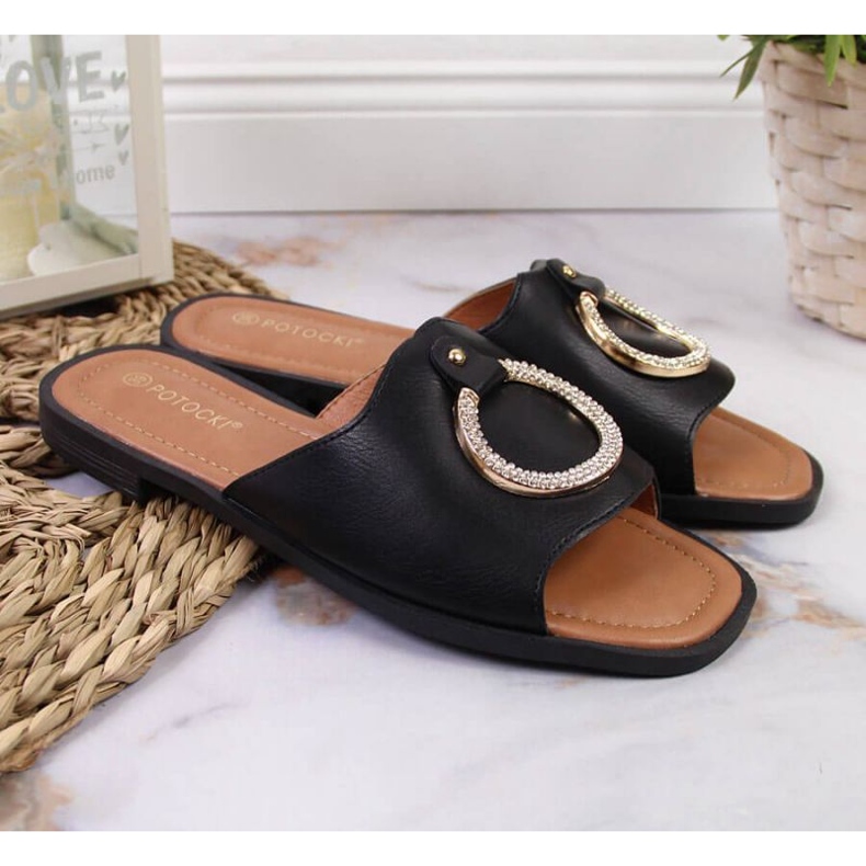 Mustat tossut koristeella Potocki W WOL74A 2