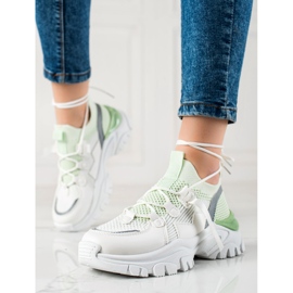 TRENDI Mukavat Lace Up tennarit valkoinen vihreä 1