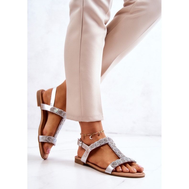 S.Barski Naisten sandaalit strassit, hopea Julies 1