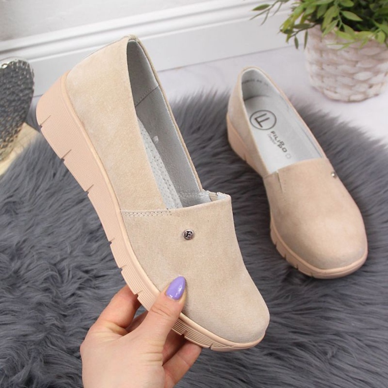 Nahkakengät kiilalla Filippo W PAW343B beige 1