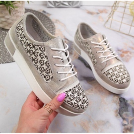 Nahkaiset harjakattoiset kengät Filippo W PAW326 kultaiset kultainen 1