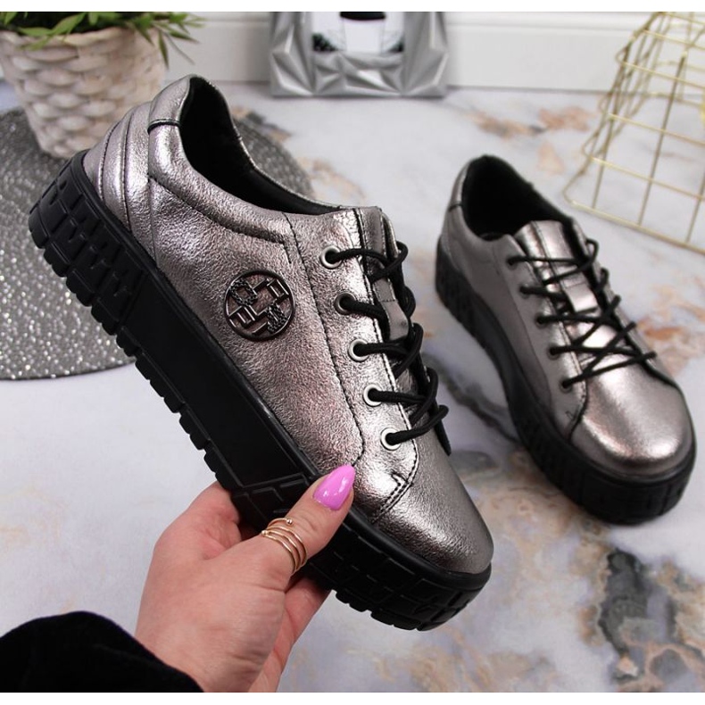 Nahkaiset alustakengät Filippo W PAW320B hopea 1