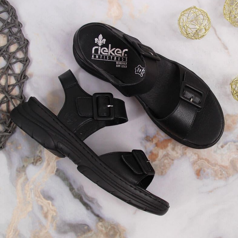 Nahkasandaalit Rieker W RKR513 alustalla mustat 2