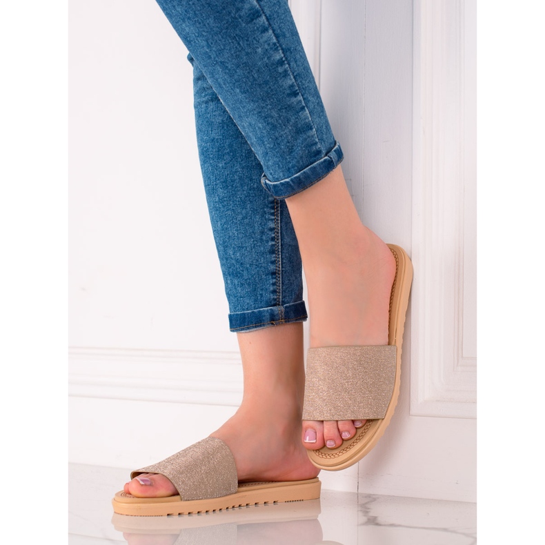 TRENDI Glitterit tossut beige 1