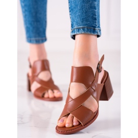 Nahkaiset korkeakorkoiset sandaalit LA.FI ruskea 2