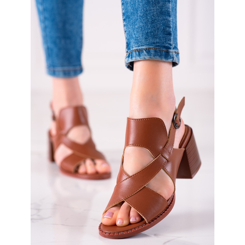 Nahkaiset korkeakorkoiset sandaalit LA.FI ruskea 2