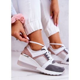 S.Barski Nahkainen urheilukengät Wedge-lenkkarit Hopeanharmaa Elissa vaaleanpunainen 1