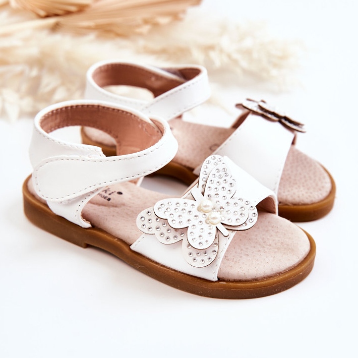 S.Barski Lasten nahkaiset Butterfly Sandaalit Valkoinen Rolly 1