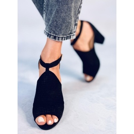 Bahati Mustat korkeakorkoiset harjakattoiset sandaalit 2