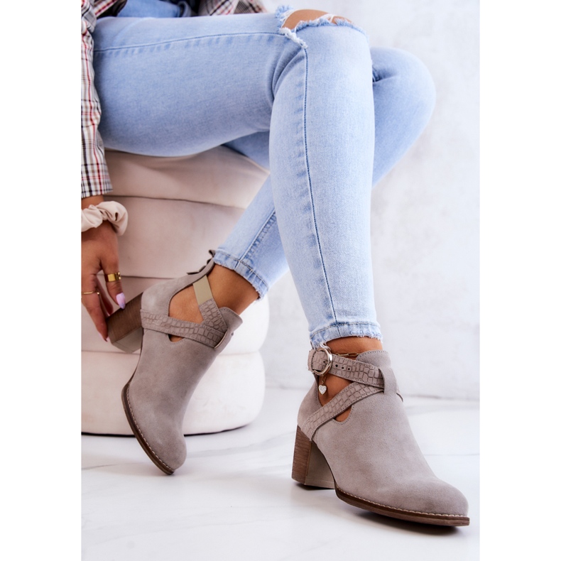 PL5 Nahkasaappaat, joissa leikkaus pylväässä Harmaa Axelle 1