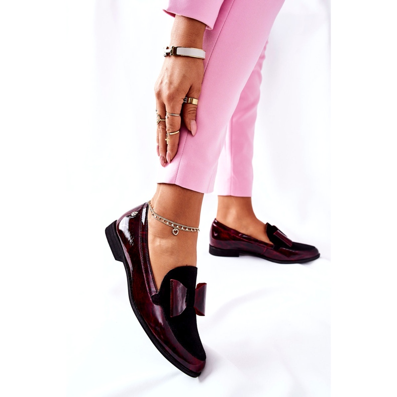 Naisten Brogues Maciejka Lakatut Loaferit Marmoroitu Burgundi 04099-33 / 00-1 musta punainen 3